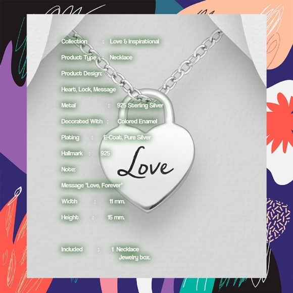 Heart Pendant Necklace Engraved Love and Forever - Picture 6 of 6